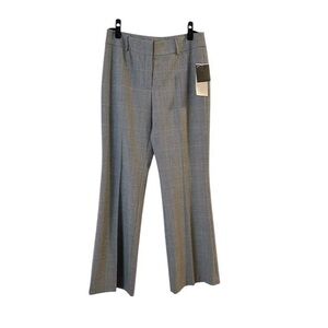 NWT ALFANI gray houndstooth glen plaid flare leg work pants w/ touch of metal, 8